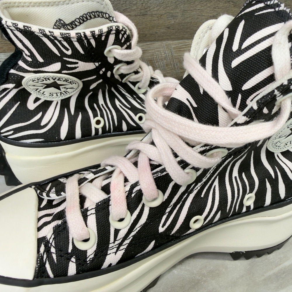Converse Run Star Hike Women Size 5.5 Sneakers Zebra Print Platform Black White - Picture 5 of 12